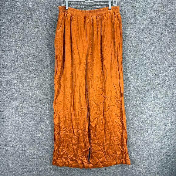 New Forever 21 Pants Women 1X Plus Brown High Rise Flat Front Elastic Waist - Picture 1 of 9